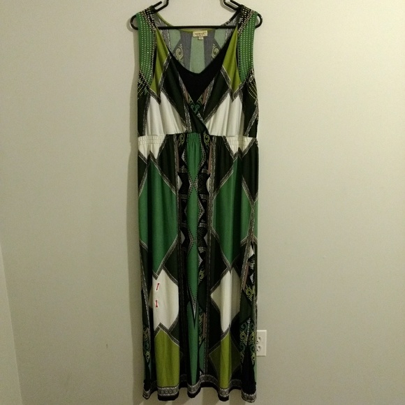 ONE WORLD Dresses & Skirts - One World Women's Maxi Dress Green & Black 1X NWD